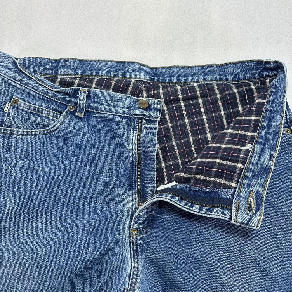 L.L. Bean Double L Jeans Mens 38x32 Blue Classic Fit Flannel Lined Denim heavy - Picture 3 of 11